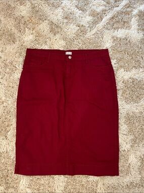 Jade Mackenzie Burgundy Denim Modest Skirt 18